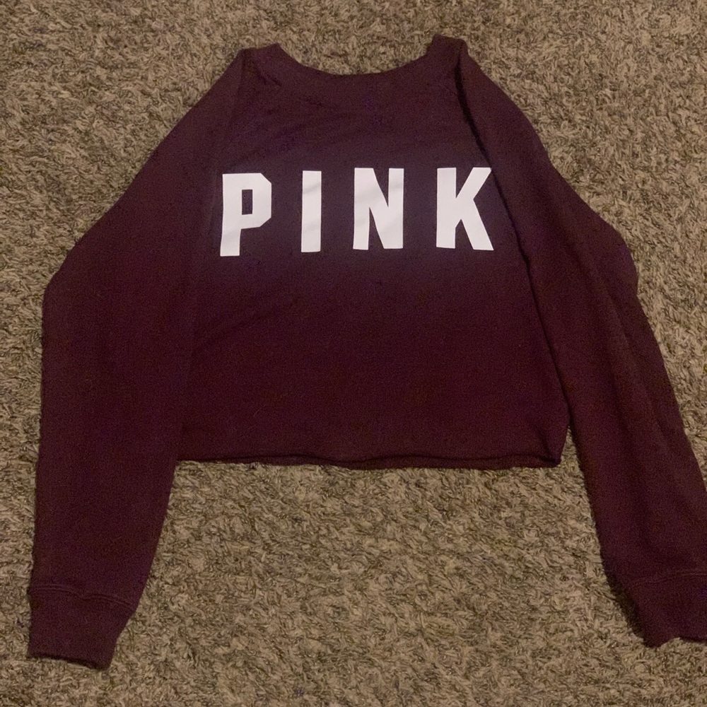Pink crop top long sleeves